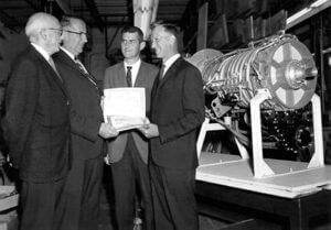 Sinus Cones inventor, Ernest Santin, recieves Zero-Defect Award from General Electric Jet Engine Division