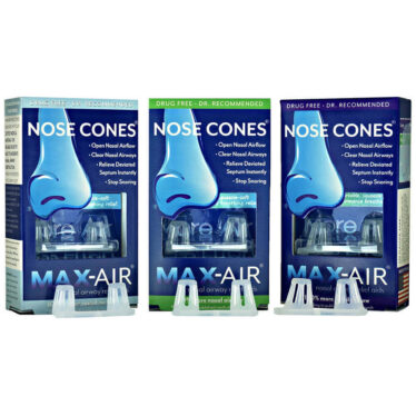Image of Max-Air Nose Cones packaged products in Small Medium Large sizes
