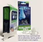 Compare Max-Air Nose Cones to Breathe Right nasal strip: Nose Cones are more effective, reusable and less costly on a per night basis.