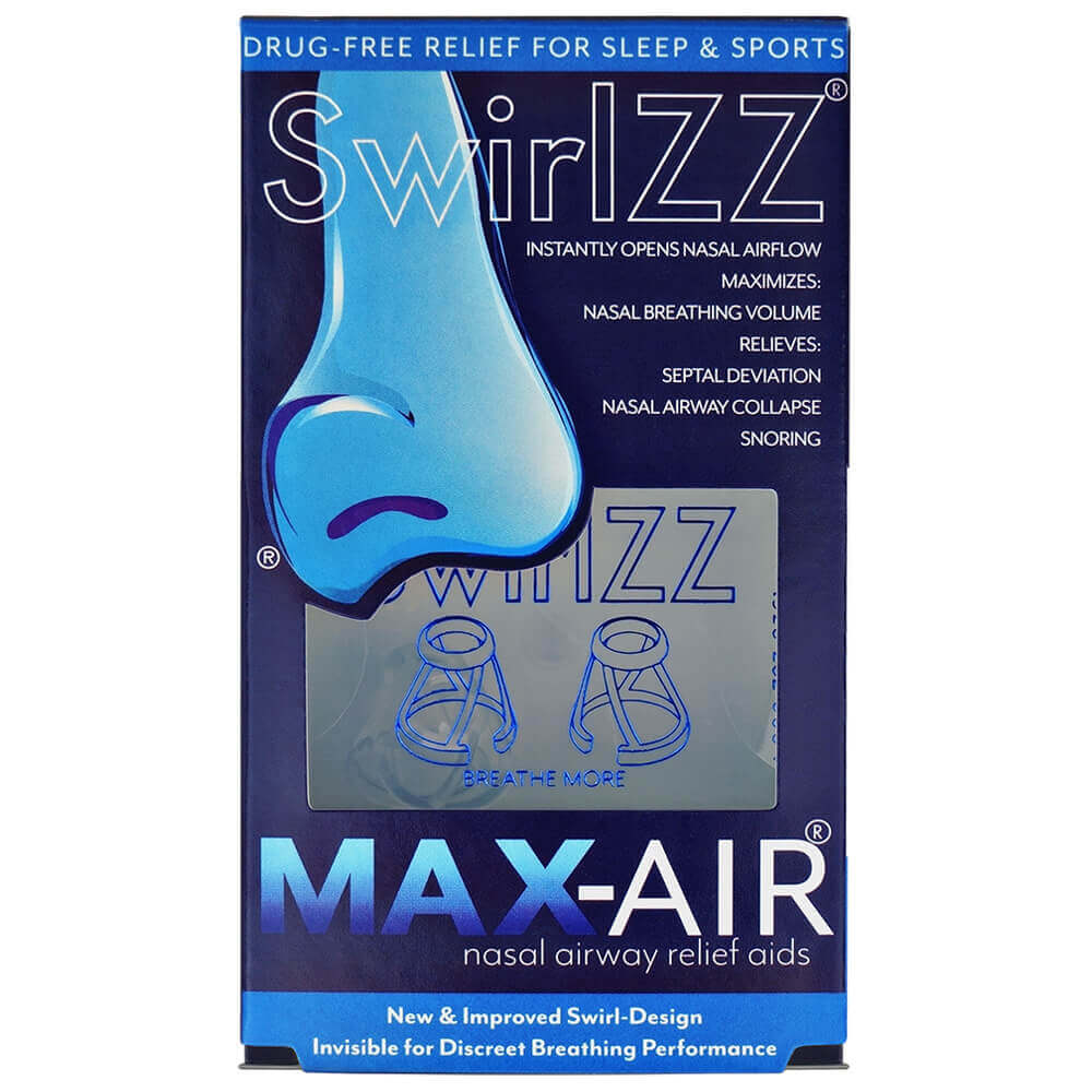 Max-Air SwirlZZ medium size, transparent material, packaged product includes storage case.